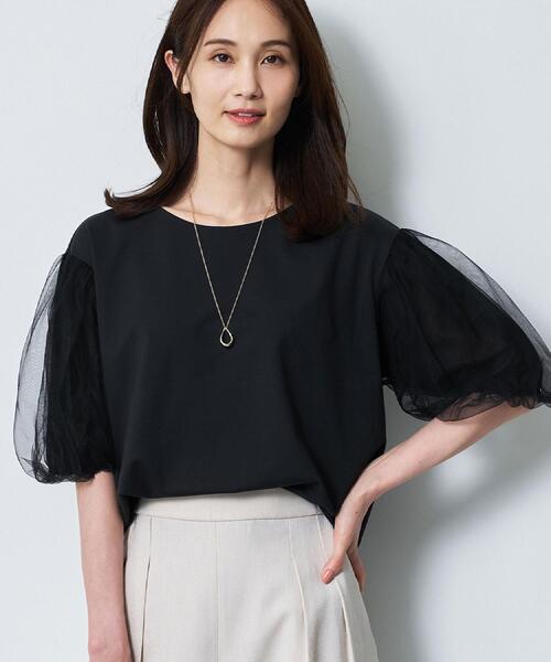 Reflect(リフレクト)の「【UVカット/接触冷感/吸水速乾】チュールスリーブプルオーバー(Tシャツ/カットソー・レディース・ベビーピンク/ブラック/ホワイト/ダークブラウン・09/11)」の5枚目の写真