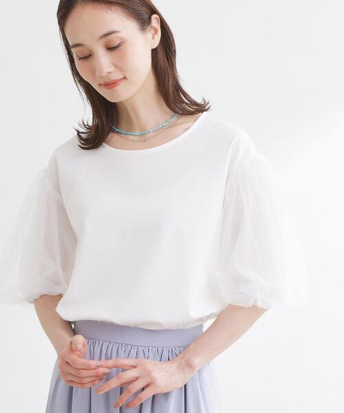 Reflect(リフレクト)の「【UVカット/接触冷感/吸水速乾】チュールスリーブプルオーバー(Tシャツ/カットソー・レディース・ベビーピンク/ブラック/ホワイト/ダークブラウン・09/11)」の11枚目の写真