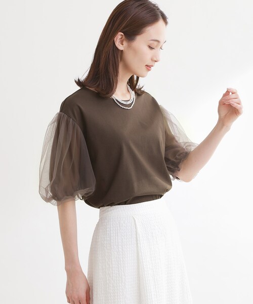 Reflect(リフレクト)の「【UVカット/接触冷感/吸水速乾】チュールスリーブプルオーバー(Tシャツ/カットソー・レディース・ベビーピンク/ブラック/ホワイト/ダークブラウン・09/11)」の16枚目の写真