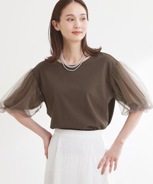Reflect(リフレクト)の「【UVカット/接触冷感/吸水速乾】チュールスリーブプルオーバー(Tシャツ/カットソー・レディース・ベビーピンク/ブラック/ホワイト/ダークブラウン・09/11)」の17枚目の写真