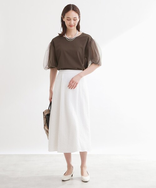 Reflect(リフレクト)の「【UVカット/接触冷感/吸水速乾】チュールスリーブプルオーバー(Tシャツ/カットソー・レディース・ベビーピンク/ブラック/ホワイト/ダークブラウン・09/11)」の18枚目の写真