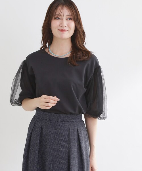 Reflect(リフレクト)の「【UVカット/接触冷感/吸水速乾】チュールスリーブプルオーバー(Tシャツ/カットソー・レディース・ベビーピンク/ブラック/ホワイト/ダークブラウン・09/11)」の21枚目の写真