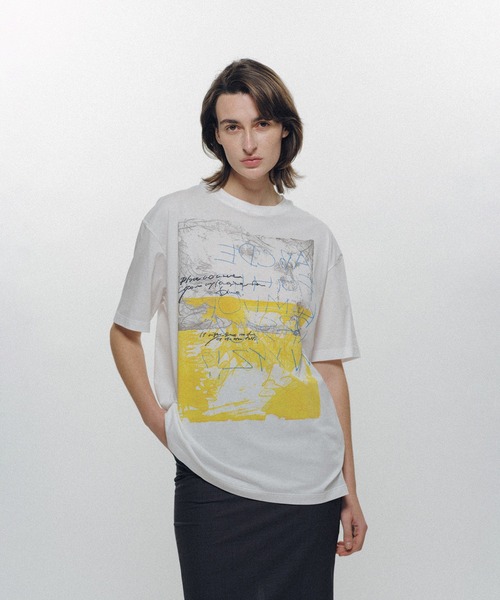 KEISUKEYOSHIDA(ケイスケヨシダ)の「Raco T-shirt(Tシャツ/カットソー・レディース・ホワイト/ブラック・L/S)」の1枚目の写真