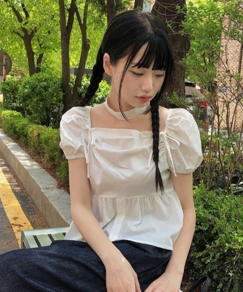 semplice（センプリチェ）の「カットソー【韓国ファッション】（シャツ/ブラウス・レディース・ホワイト/ブラック・F）」の11枚目の写真