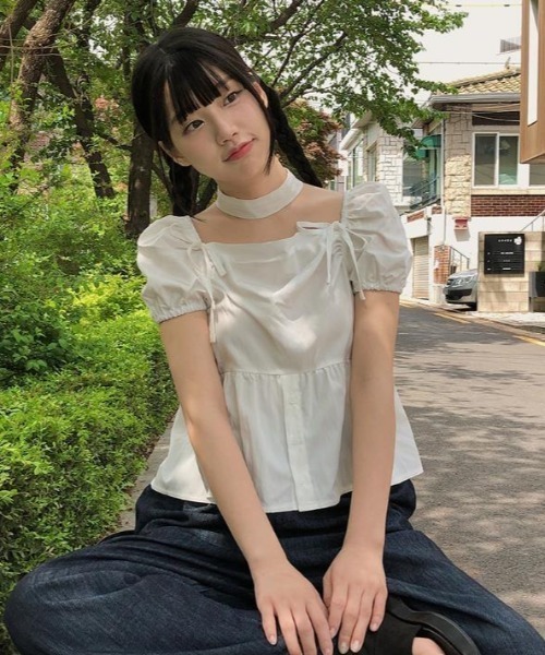 semplice（センプリチェ）の「カットソー【韓国ファッション】（シャツ/ブラウス・レディース・ホワイト/ブラック・F）」の12枚目の写真
