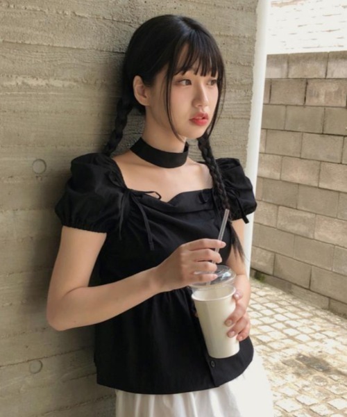 semplice（センプリチェ）の「カットソー【韓国ファッション】（シャツ/ブラウス・レディース・ホワイト/ブラック・F）」の22枚目の写真