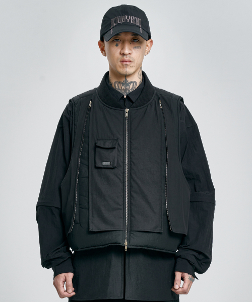 AJOBYAJO（アジョバイアジョ）の「Layered Padded Zip Up Vest [BLACK]（ベスト・メンズ・その他・FREE）」の7枚目の写真