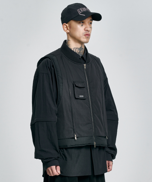 AJOBYAJO（アジョバイアジョ）の「Layered Padded Zip Up Vest [BLACK]（ベスト・メンズ・その他・FREE）」の8枚目の写真