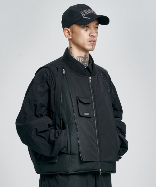 AJOBYAJO（アジョバイアジョ）の「Layered Padded Zip Up Vest [BLACK]（ベスト・メンズ・その他・FREE）」の9枚目の写真