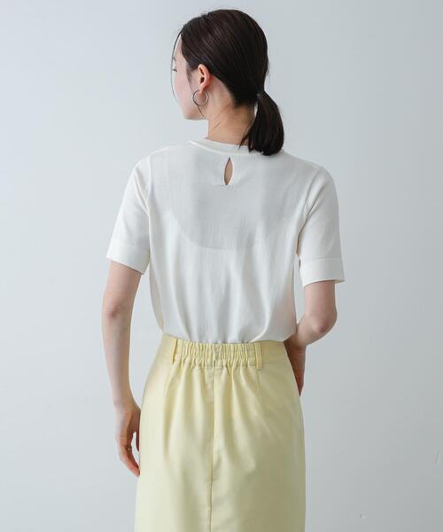 SENSE OF PLACE by URBAN RESEARCH（センスオブプレイスバイアーバンリサーチ）の「『洗濯可』プレートツキニットTシャツ(半袖)（ニット/セーター・レディース・アイボリー/ブラック/グレー・ONE）」の5枚目の写真