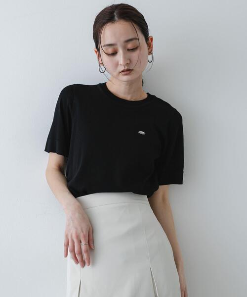 SENSE OF PLACE by URBAN RESEARCH（センスオブプレイスバイアーバンリサーチ）の「『洗濯可』プレートツキニットTシャツ(半袖)（ニット/セーター・レディース・アイボリー/ブラック/グレー・ONE）」の10枚目の写真