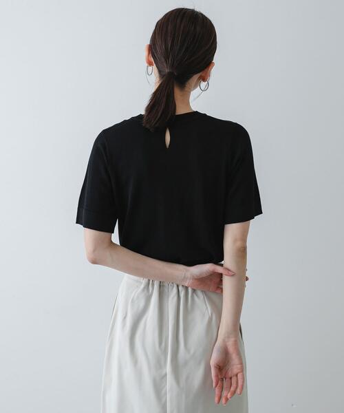 SENSE OF PLACE by URBAN RESEARCH（センスオブプレイスバイアーバンリサーチ）の「『洗濯可』プレートツキニットTシャツ(半袖)（ニット/セーター・レディース・アイボリー/ブラック/グレー・ONE）」の11枚目の写真