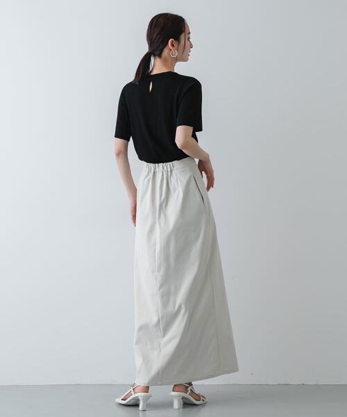 SENSE OF PLACE by URBAN RESEARCH（センスオブプレイスバイアーバンリサーチ）の「『洗濯可』プレートツキニットTシャツ(半袖)（ニット/セーター・レディース・アイボリー/ブラック/グレー・ONE）」の14枚目の写真