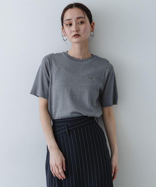 SENSE OF PLACE by URBAN RESEARCH（センスオブプレイスバイアーバンリサーチ）の「『洗濯可』プレートツキニットTシャツ(半袖)（ニット/セーター・レディース・アイボリー/ブラック/グレー・ONE）」の17枚目の写真