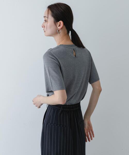 SENSE OF PLACE by URBAN RESEARCH（センスオブプレイスバイアーバンリサーチ）の「『洗濯可』プレートツキニットTシャツ(半袖)（ニット/セーター・レディース・アイボリー/ブラック/グレー・ONE）」の18枚目の写真