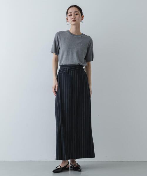 SENSE OF PLACE by URBAN RESEARCH（センスオブプレイスバイアーバンリサーチ）の「『洗濯可』プレートツキニットTシャツ(半袖)（ニット/セーター・レディース・アイボリー/ブラック/グレー・ONE）」の19枚目の写真