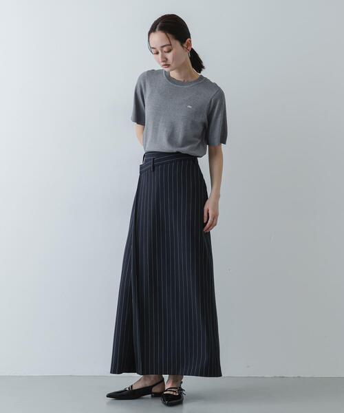 セール】『洗濯可』プレートツキニットTシャツ(半袖)（ニット/セーター