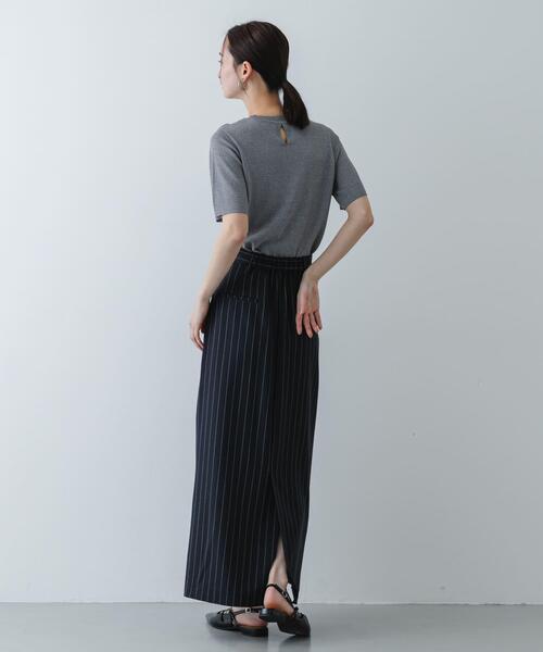 SENSE OF PLACE by URBAN RESEARCH（センスオブプレイスバイアーバンリサーチ）の「『洗濯可』プレートツキニットTシャツ(半袖)（ニット/セーター・レディース・アイボリー/ブラック/グレー・ONE）」の21枚目の写真