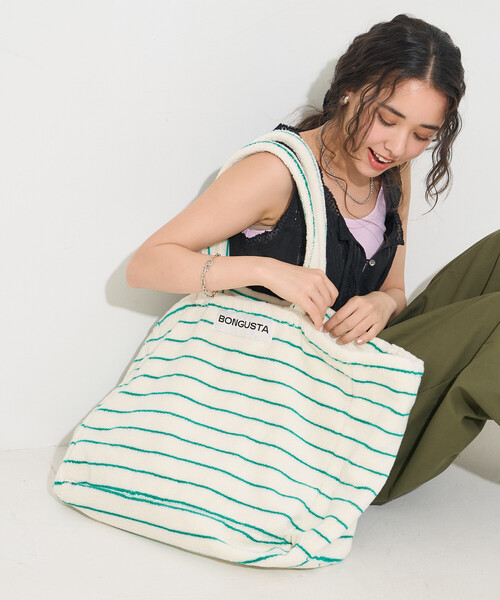 FREAK'S STORE(フリークスストア)の「BONGUSTA/ボングスタ NARAM WEEKEND BAG/パイル地トートバッグL(トートバッグ・レディース・ピンク/ブルー/オフホワイト・ONE SIZE)」の2枚目の写真