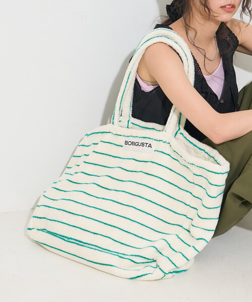 FREAK'S STORE(フリークスストア)の「BONGUSTA/ボングスタ NARAM WEEKEND BAG/パイル地トートバッグL(トートバッグ・レディース・ピンク/ブルー/オフホワイト・ONE SIZE)」の7枚目の写真