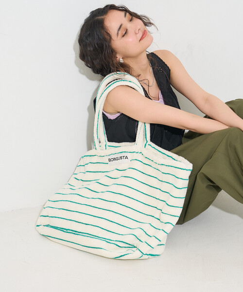 FREAK'S STORE(フリークスストア)の「BONGUSTA/ボングスタ NARAM WEEKEND BAG/パイル地トートバッグL(トートバッグ・レディース・ピンク/ブルー/オフホワイト・ONE SIZE)」の8枚目の写真