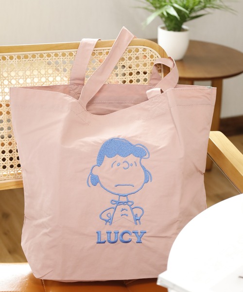 SNOOPY(スヌーピー)の「SNOOPY スヌーピー トートバッグ 刺繍 アップリケ(トートバッグ・レディース・グリーン/ピンク/ブルー/グレー/ブラック・FREE)」の5枚目の写真