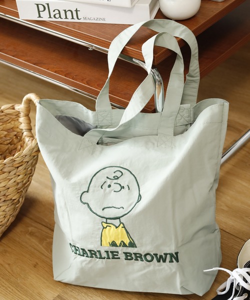 SNOOPY(スヌーピー)の「SNOOPY スヌーピー トートバッグ 刺繍 アップリケ(トートバッグ・レディース・グリーン/ピンク/ブルー/グレー/ブラック・FREE)」の3枚目の写真