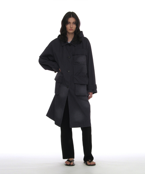 PARTIMENTO WOMEN(パルティメントウィメン)の「ツーウェイウォッシュドポケットバルマカンコート_ネイビー(トレンチコート・レディース・その他・OS)」の5枚目の写真