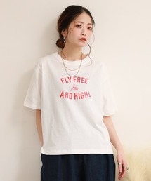 コットンワイドクルーネックプリントＴシャツＢ半袖