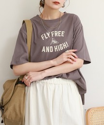 コットンワイドクルーネックプリントTシャツB半袖