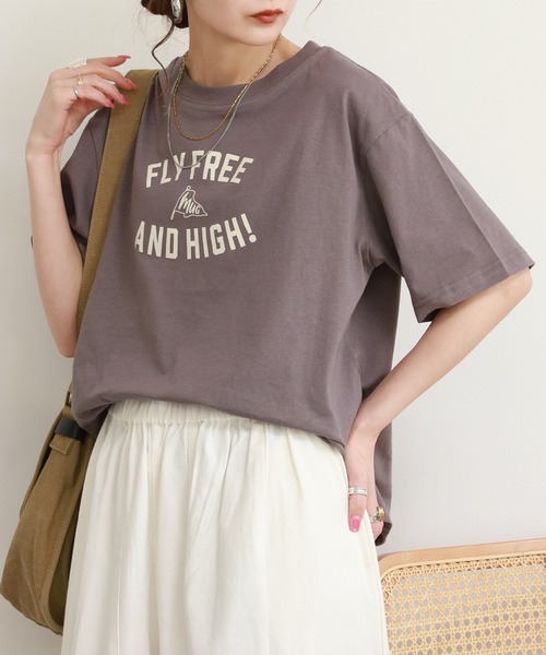 FUNALIVE(ファンアライブ)の「コットンワイドクルーネックプリントTシャツB半袖(Tシャツ/カットソー・レディース・アイボリー/ライトベージュ/ブラック/モカ/ブルー・M-L)」の20枚目の写真
