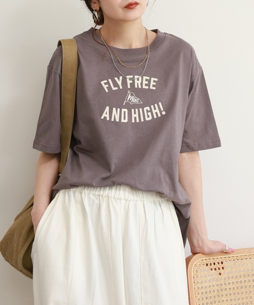 FUNALIVE(ファンアライブ)の「コットンワイドクルーネックプリントTシャツB半袖(Tシャツ/カットソー・レディース・アイボリー/ライトベージュ/ブラック/モカ/ブルー・M-L)」の22枚目の写真