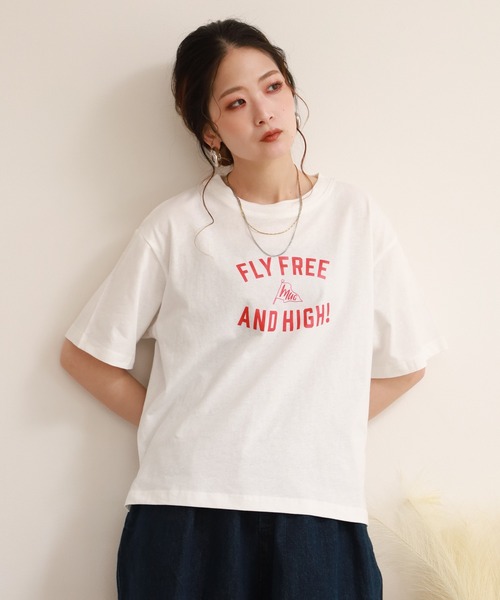 FUNALIVE(ファンアライブ)の「コットンワイドクルーネックプリントTシャツB半袖(Tシャツ/カットソー・レディース・アイボリー/ライトベージュ/ブラック/モカ/ブルー・M-L)」の17枚目の写真