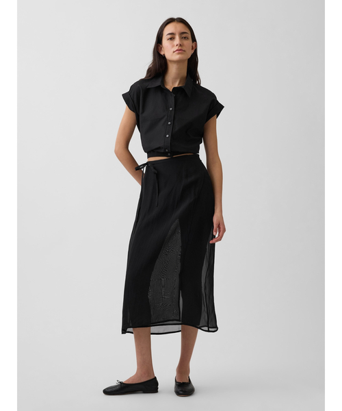 GAP（ギャップ）の「シアー ラップ マキシスカート（スカート・レディース・ホワイト/ブラック・XS/S/M/L/XXS）」の3枚目の写真