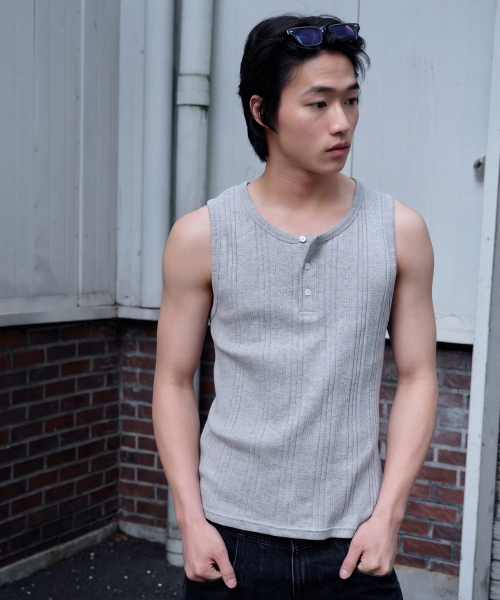 JUAN HOMME(ジュアンオム)の「リファインドヘンリーネックスリーブレス(メランジグレー)(Tシャツ/カットソー・メンズ・その他・MEDIUM/LARGE)」の11枚目の写真
