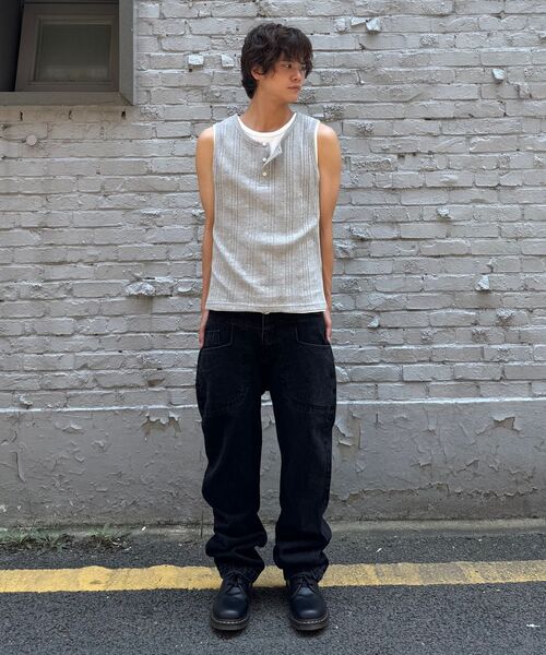 JUAN HOMME(ジュアンオム)の「リファインドヘンリーネックスリーブレス(メランジグレー)(Tシャツ/カットソー・メンズ・その他・MEDIUM/LARGE)」の3枚目の写真