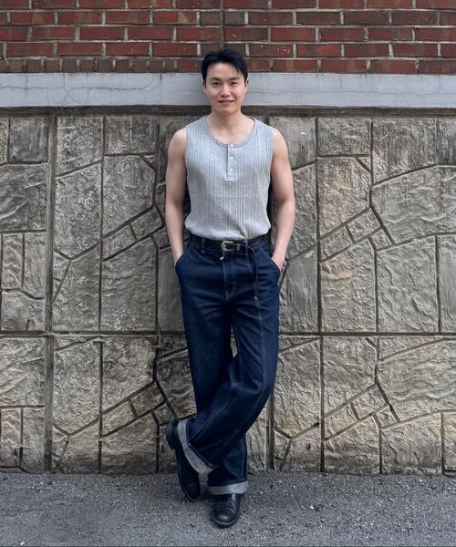 JUAN HOMME(ジュアンオム)の「リファインドヘンリーネックスリーブレス(メランジグレー)(Tシャツ/カットソー・メンズ・その他・MEDIUM/LARGE)」の5枚目の写真
