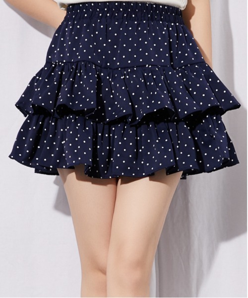 GORGE（ゴージ）の「《ドット×フリルティアード》ミニスカート／フェミニン／春夏秋／全4色（スカート・レディース・レッド/ネイビー/ブラック/オフホワイト・F）」の3枚目の写真