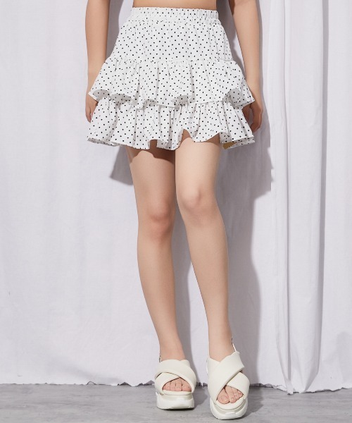 GORGE（ゴージ）の「《ドット×フリルティアード》ミニスカート／フェミニン／春夏秋／全4色（スカート・レディース・レッド/ネイビー/ブラック/オフホワイト・F）」の11枚目の写真