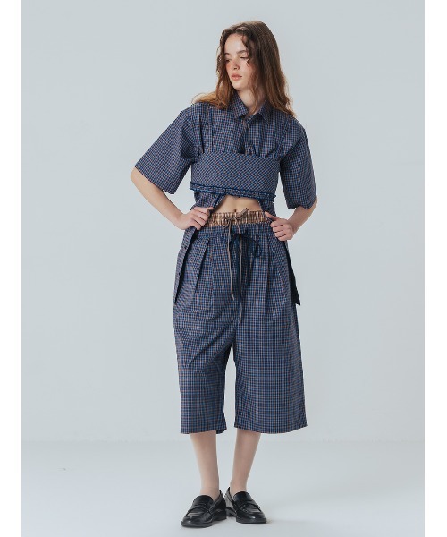 ELCHELE(エルチェレ)の「CHECK HEM FRILL BUSTIER(その他トップス・レディース・ブルー/ベージュ・FREE)」の13枚目の写真