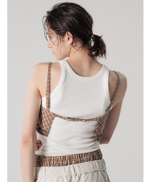 ELCHELE(エルチェレ)の「CHECK HEM FRILL BUSTIER(その他トップス・レディース・ブルー/ベージュ・FREE)」の7枚目の写真