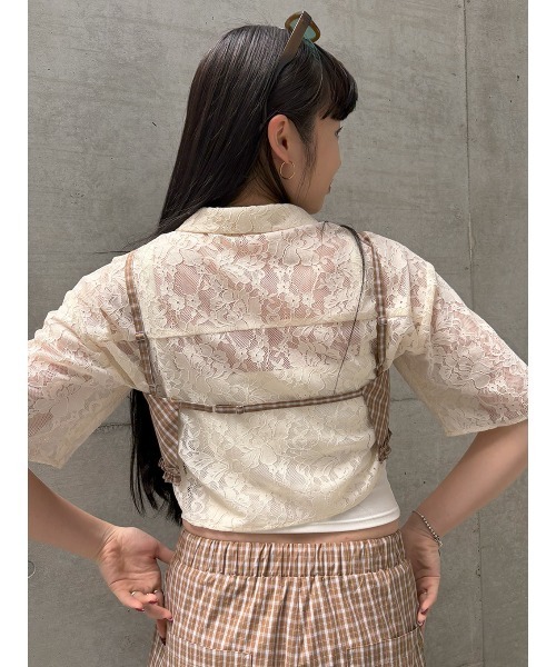 ELCHELE(エルチェレ)の「CHECK HEM FRILL BUSTIER(その他トップス・レディース・ブルー/ベージュ・FREE)」の15枚目の写真