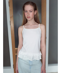 Mixed Frill Sleeveless Top, Ivory