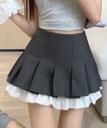 レイヤードフリルプリーツミニスカート