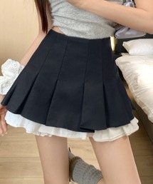 レイヤードフリルプリーツミニスカート