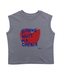ボネットハート 袖なしTシャツ-グレイッシュブルー(Bonnet Sleeveless T grayish blue)