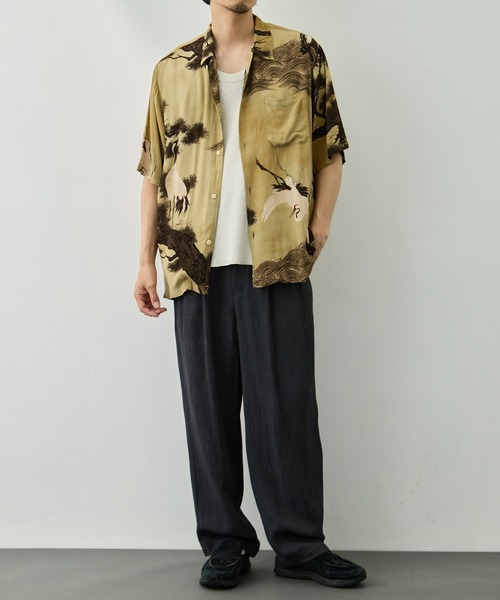 REMI RELIEF(レミレリーフ)の「【REMI RELIEF/レミレリーフ】鶴柄アロハシャツ(シャツ/ブラウス・メンズ・ベージュ/グレー・M/L/XL)」の8枚目の写真