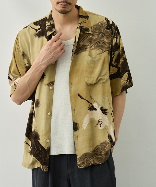 REMI RELIEF(レミレリーフ)の「【REMI RELIEF/レミレリーフ】鶴柄アロハシャツ(シャツ/ブラウス・メンズ・ベージュ/グレー・M/L/XL)」の9枚目の写真