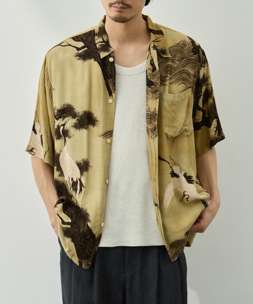 REMI RELIEF(レミレリーフ)の「【REMI RELIEF/レミレリーフ】鶴柄アロハシャツ(シャツ/ブラウス・メンズ・ベージュ/グレー・M/L/XL)」の10枚目の写真