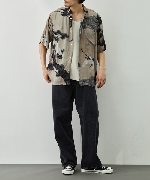 REMI RELIEF(レミレリーフ)の「【REMI RELIEF/レミレリーフ】鶴柄アロハシャツ(シャツ/ブラウス・メンズ・ベージュ/グレー・M/L/XL)」の16枚目の写真